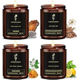4 Pack Men&apos;s Scented Candle Set - Gifts for Men &vert; 28oz Candles for Home Scented&comma; Long Lasting&comma; Boyfriend&comma; Birthday with Oak Moss&sol;Magnolia & Sandalwood&sol;Warm Amber&sol;Lemongrass & Eucalyptus