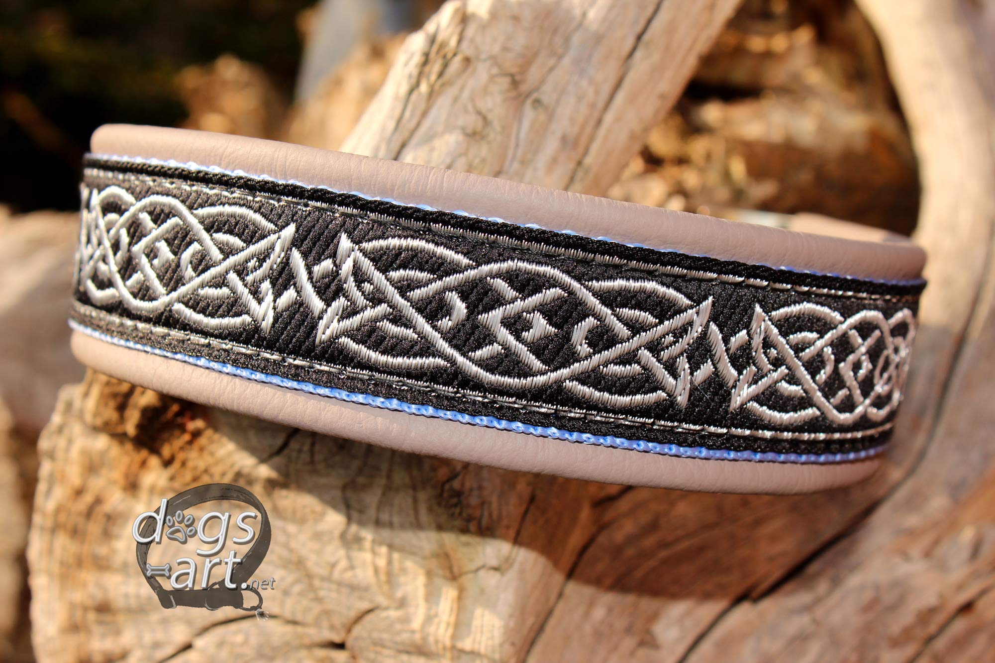 Hundehalsband Leder Keltischer Knoten Klickverschluss Alu Halsband mit Gravur