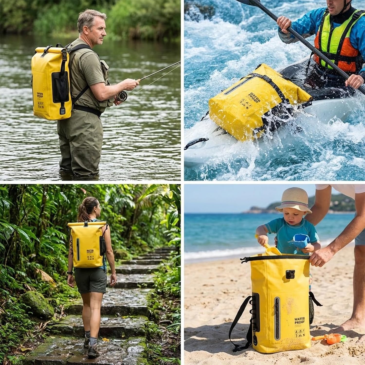 Trockensack, wasserdicht, 25 l, schwimmend und leicht, für Damen, wasserdichter Rucksack für Kajakfahren, Bootfahren, Angeln, Schwimmen, Camping, Wandern, Roll-Top-Verschluss und verstellbare