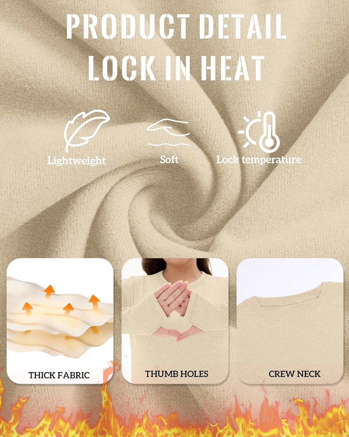 3 Pack Women's Plus Size Thermal Shirts Fleece Lined Long Sleeve Crew Neck Tops Slim Fit Shirts with Thumb Holes - Image 5