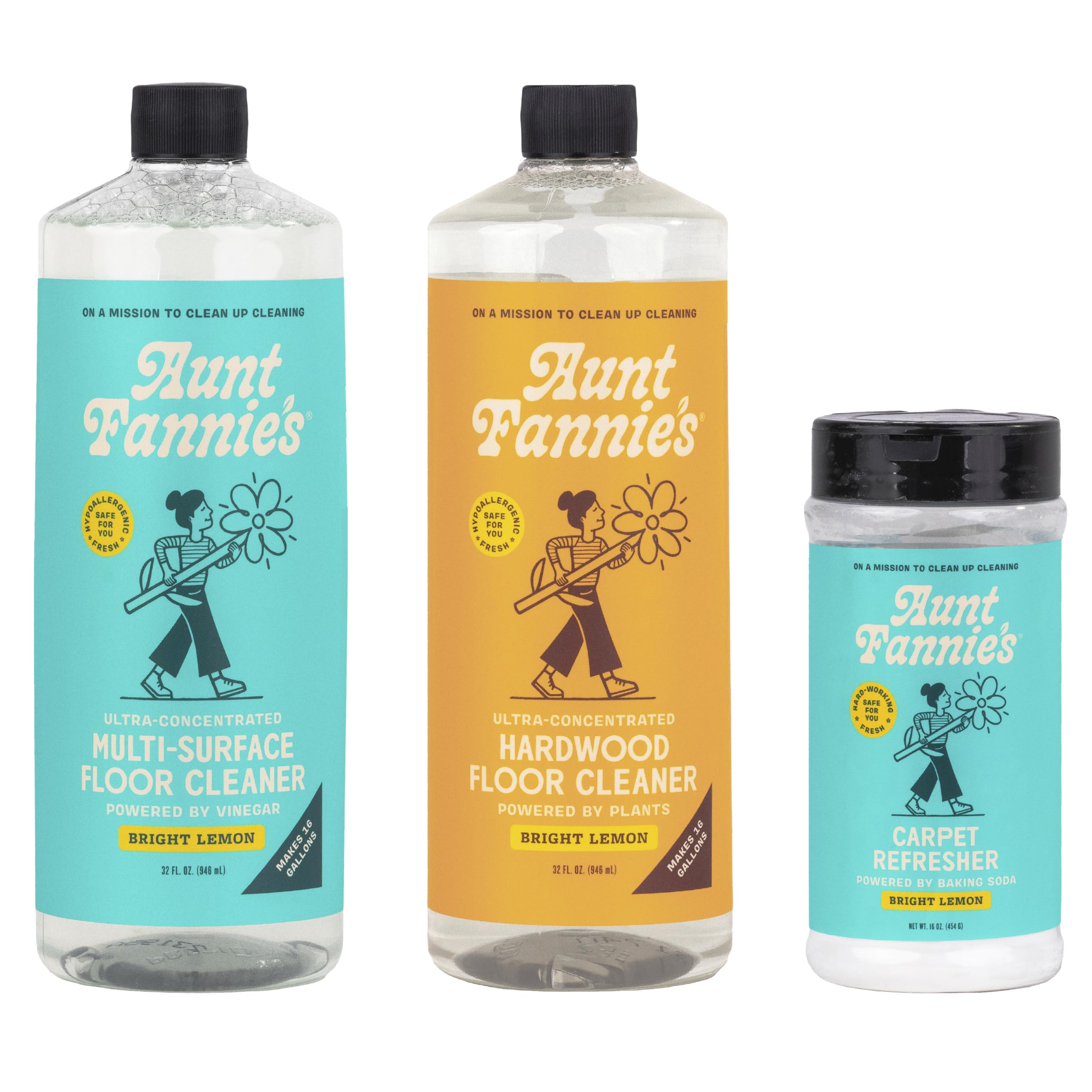 Aunt Fannie's Floor Bundle: Hardwood Cleaner, Multi-Surface Vinegar Floor Cleaner, and Carpet Refresher
