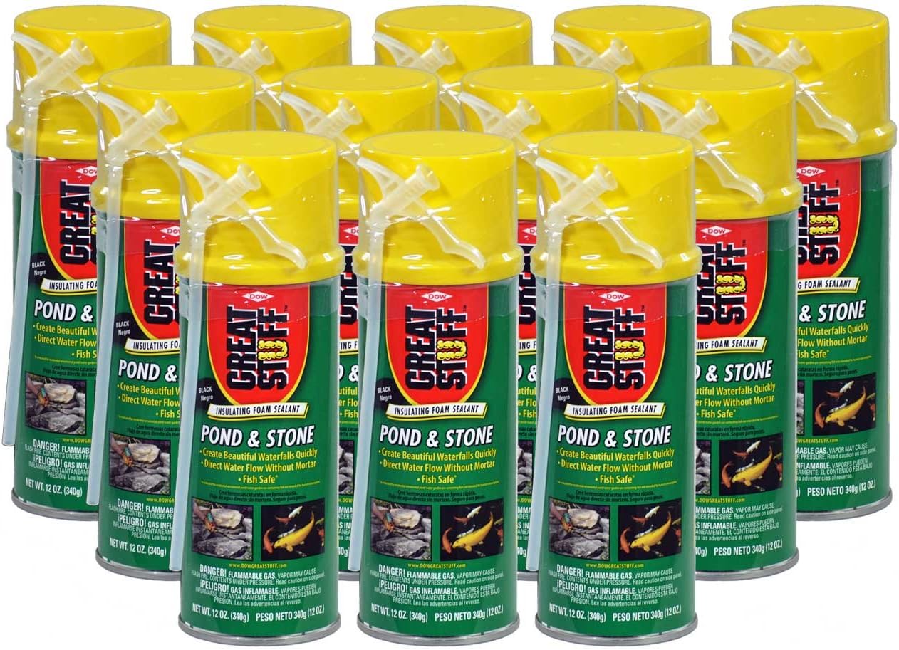 GREAT STUFF Pond &amp; Stone Gap Filler | Insulating Foam Sealant, 12 oz. &ndash; Black 12 Pack