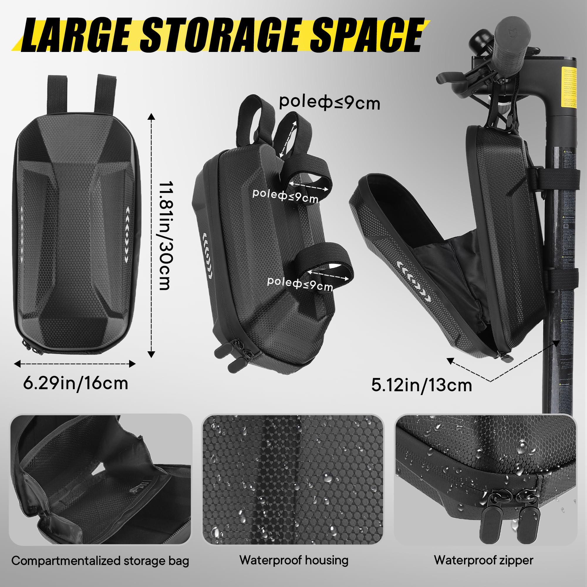 Lucchetto per Monopattino Elettrico，Lucchetto a Combinazione per Bici，Lucchetto Antifurto für Scooter Elettrico，E-Bike，Motorrad，Con 3L Borsa Impermeabile，Porta Cellulare，16 cm Lunga Valvola