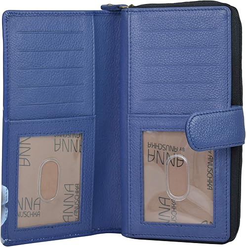 Miniatura 3 de Anna by Anuschka Cartera de dos pliegues de cuero genuino pintada a mano para mujer