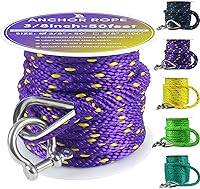 Vista 29 de Cuerda de anclaje premium de 50 pies x 1/2 pulgadas, línea de anclaje trenzada sólida MFP para barco con dedal y grillete - Negro