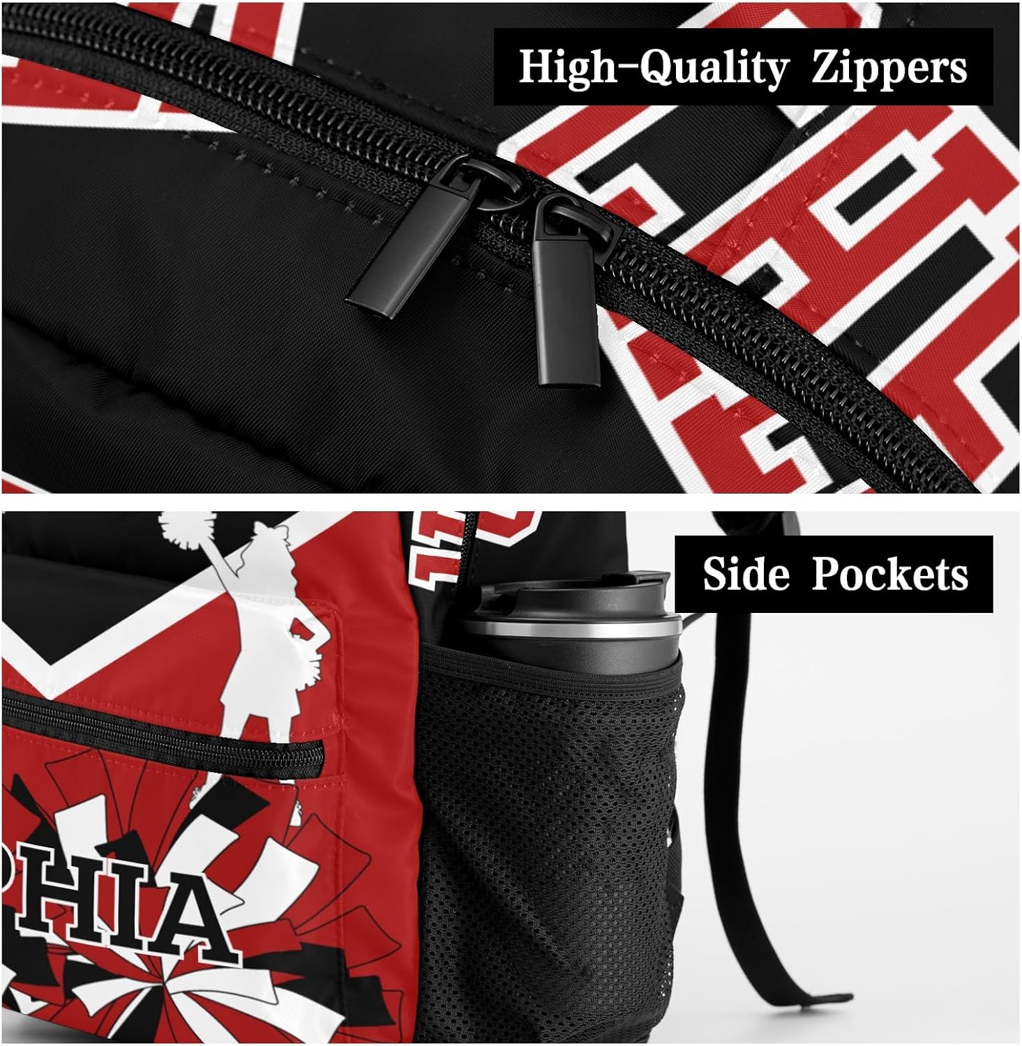 Cheer Backpack Custom Cheerleader Bag with Name - Personalized Cheerleading Daypack Cheer Team Coaches Gift Red