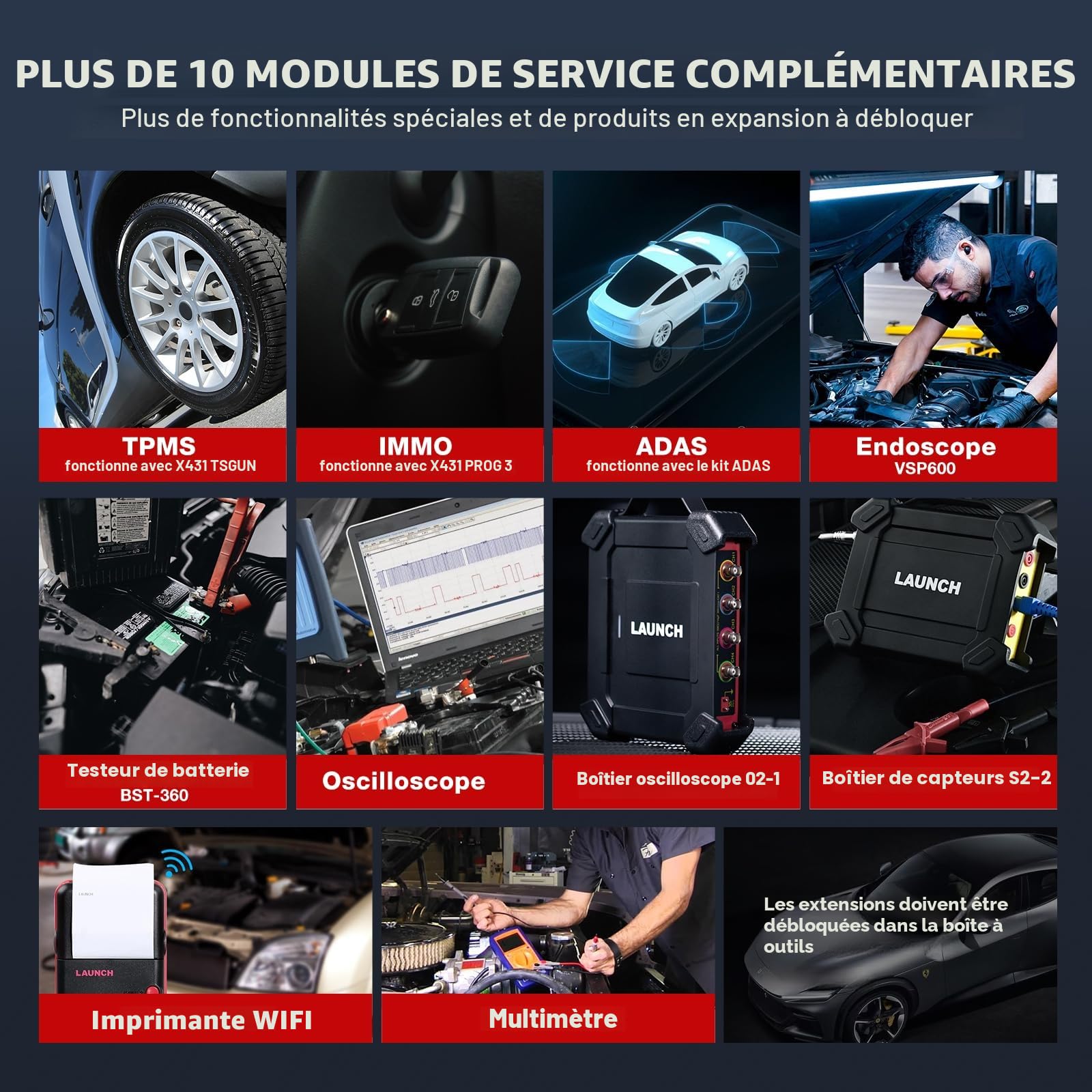 LAUNCH X431 Pro Elite Valise Diagnostic Auto, 45+ Services, Codage ECU