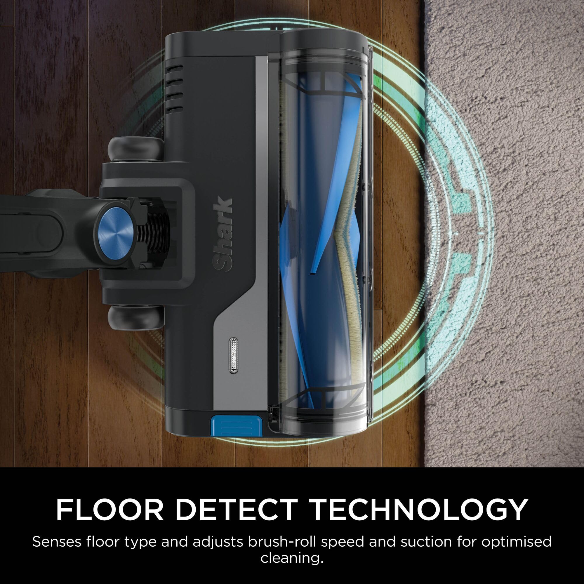 Shark Aspiradora inalámbrica PowerPro, Ligera, tecnología de detección de Piso, tecnología de Envoltura anticabello, Sellado Completo antialérgeno, Flexible, Modo Manual, Azul eléctrico con carbón