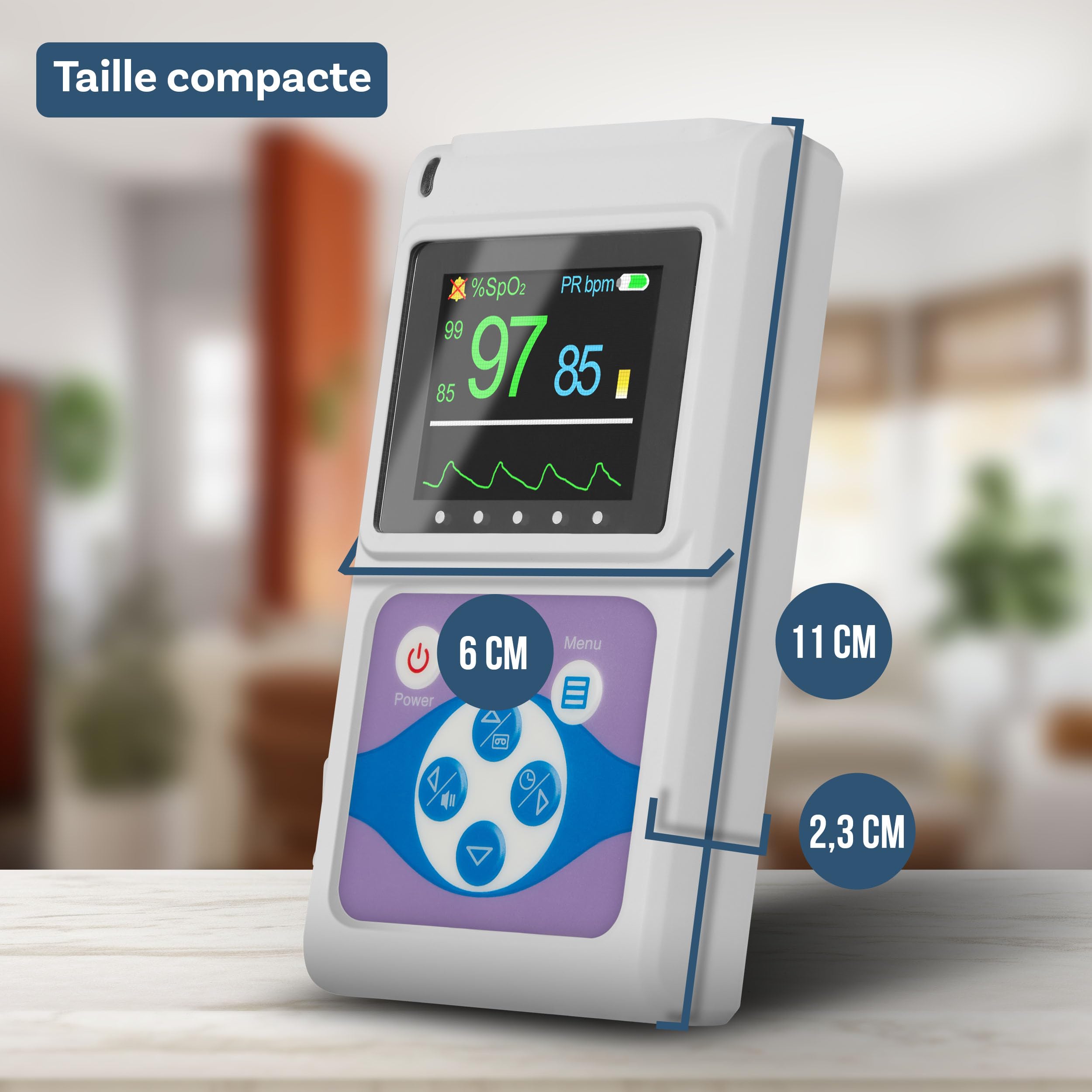 Pulox PO-650B - Oxymètre de pouls digital avec capteur externe pour bébés - Mesure de la SpO2 et du pouls chez nourrissons et enfants