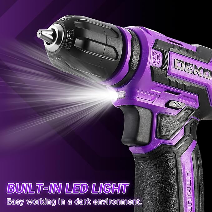 Taladro Inalámbrico DEKOPRO 12V 800RPM con Luz LED y Cargador miniatura 4
