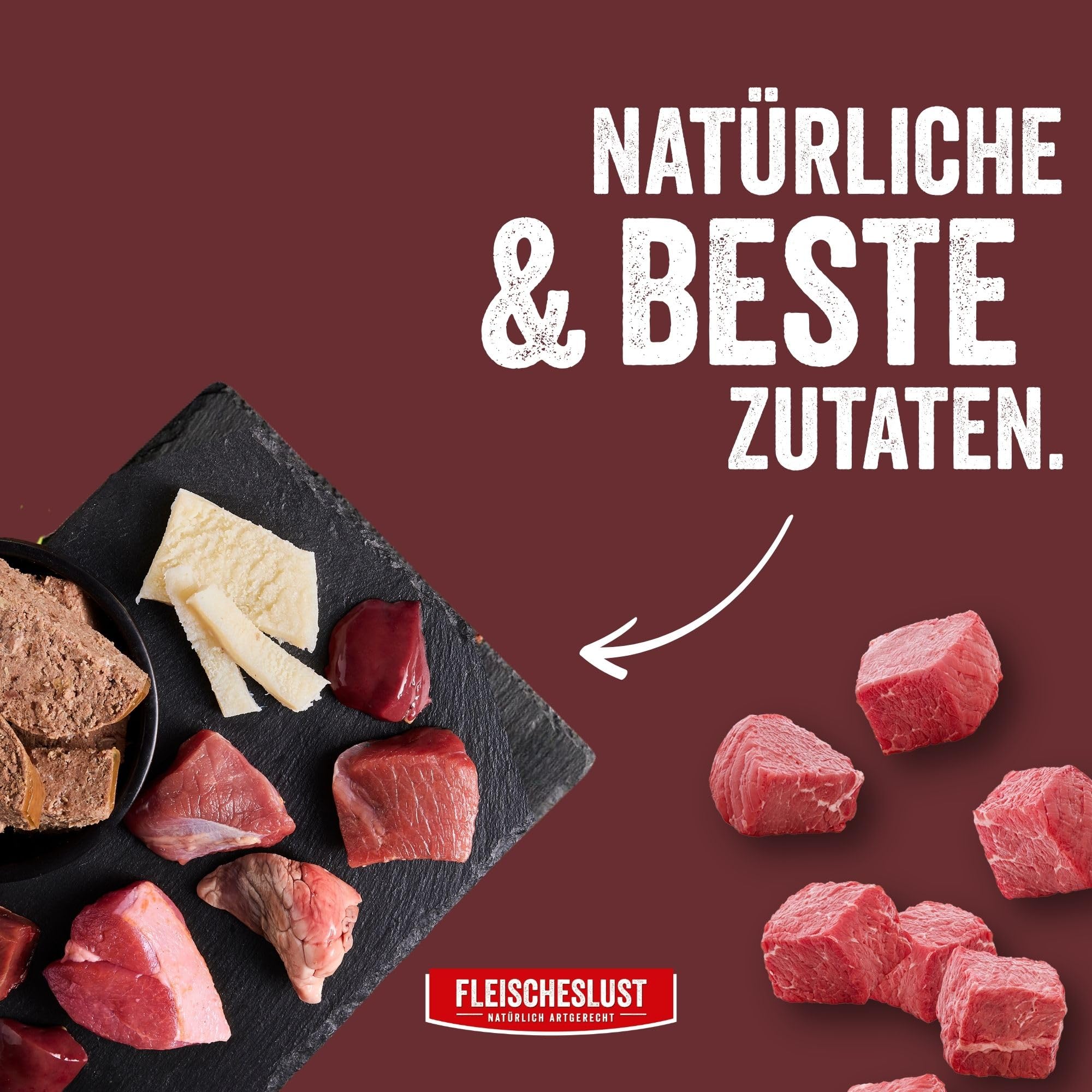 Steakhouse Büffel pur (12x500g), Nassfutter für Hunde & Katzen, sensitives Ergänzungsfutter, Monoprotein, getreidefrei, 12x Wurst von Fleischeslust