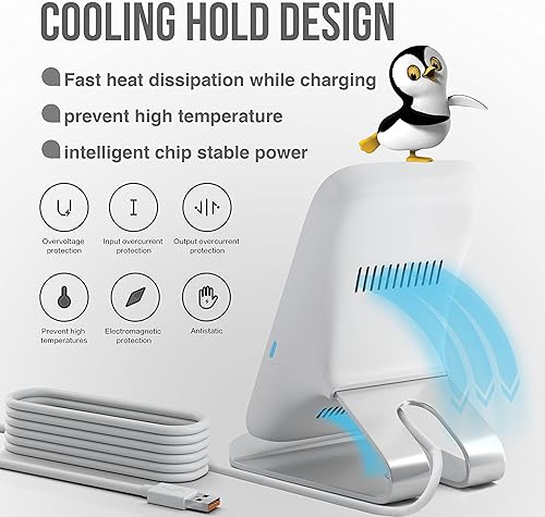 Miniatura 5 de Cargador inalámbrico rápido, soporte de carga inalámbrico de 10 W Max con certificación Qi compatible con iPhone 16/15/14/13/12/11 Max/Pro/Mini/SE,