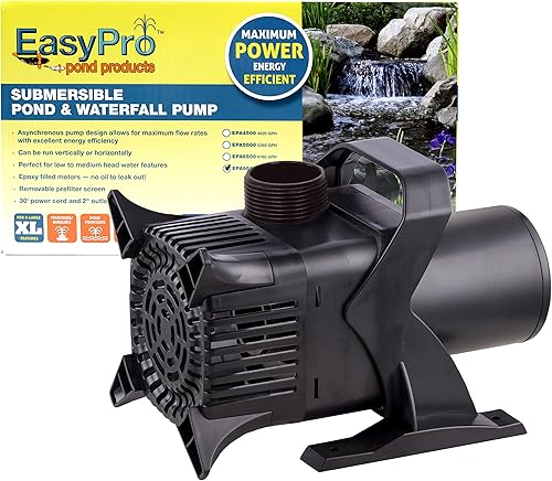 EasyPro EPA9500 Bomba sumergible asíncrona de accionamiento mag, para estanques, cascadas y arroyos, características donde se encuentran la potencia