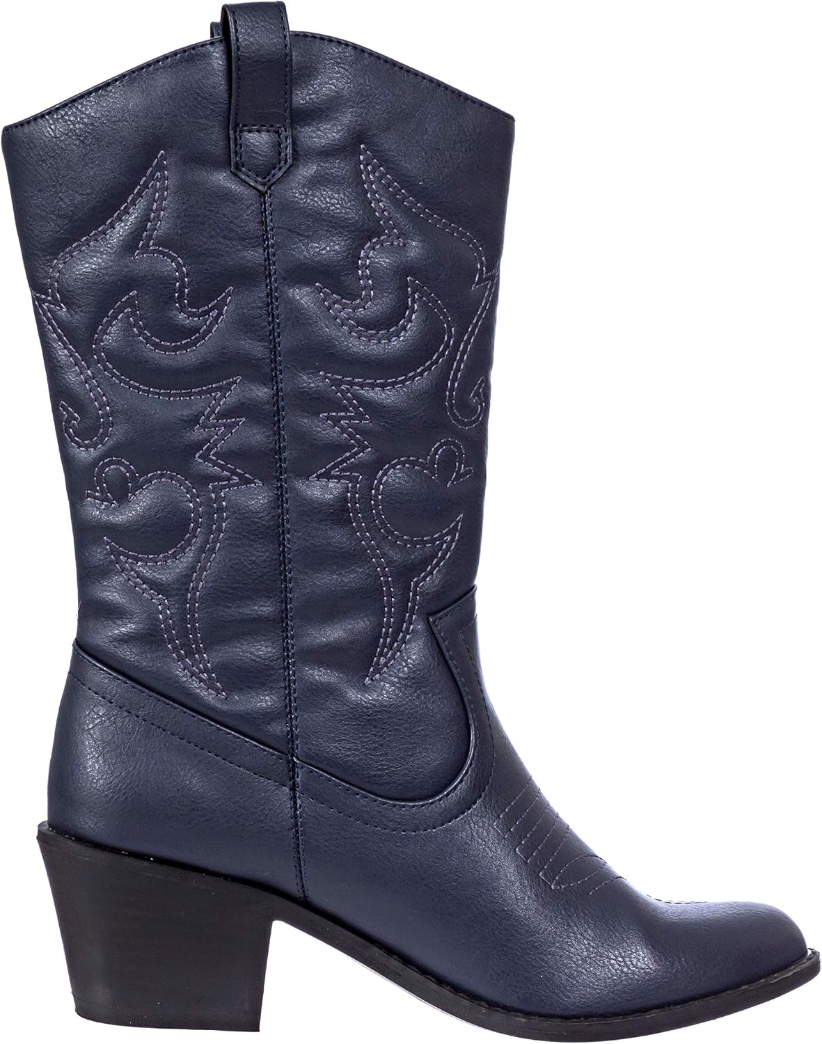 Charles Albert Cowboy Boots for Women Mid-Calf Boot Embroidered Stiching Western Cowgirl Boots Low Stacked Heel image 2