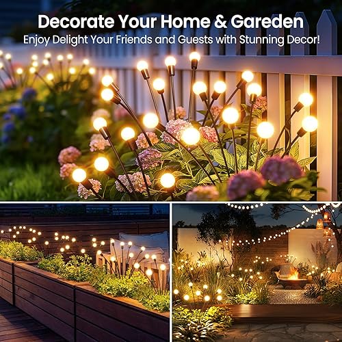 Miniatura 5 de LETMY Luces solares de jardín  Nueva luz solar mejorada 8 luces solares para exteriores luces solares de luciérnaga al aire libre impermeables luces