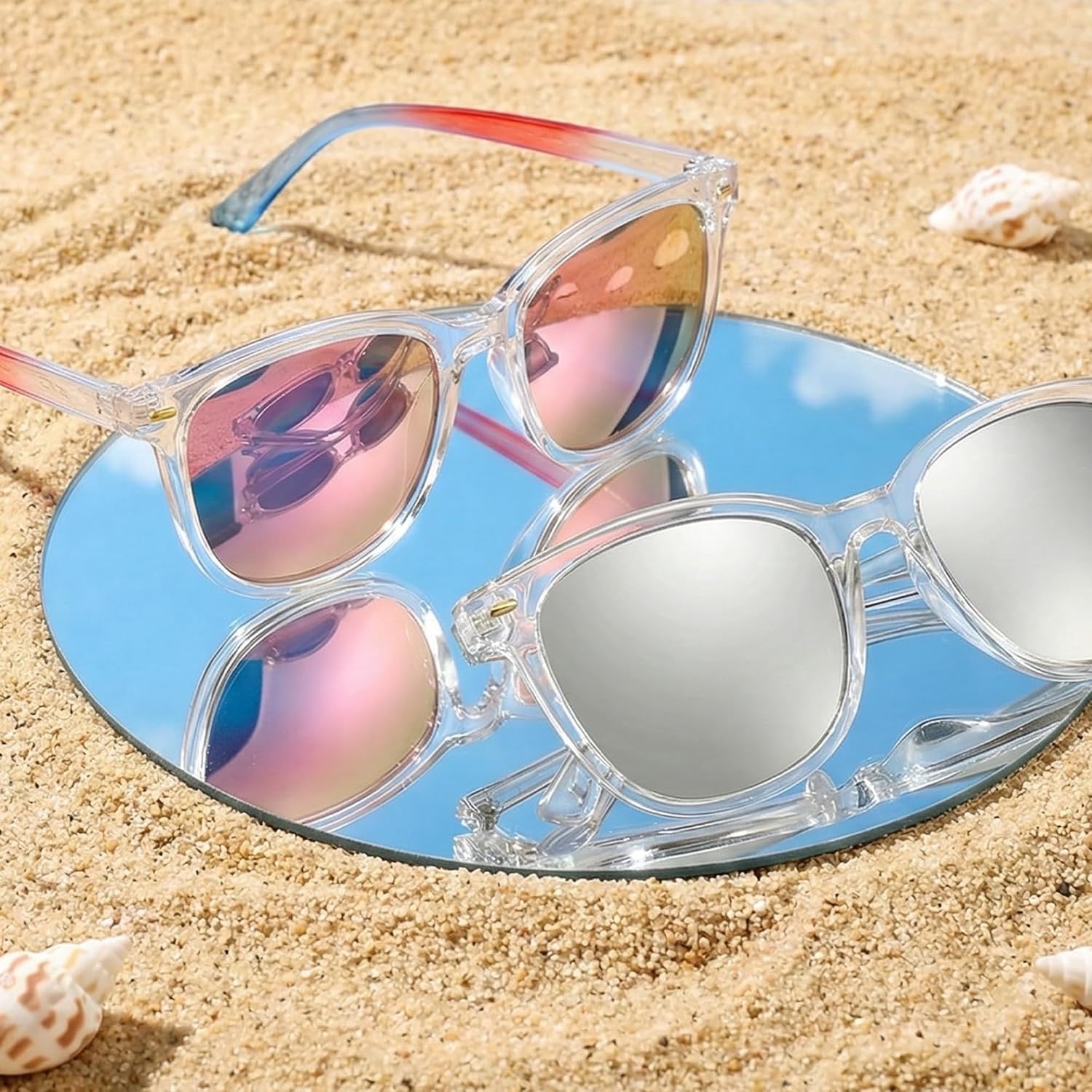 SIPHEW Mirrored Polarized Sunglasses for Women - Designer Oversized Square Beach Eyewear w UV400 Protection - Image 4