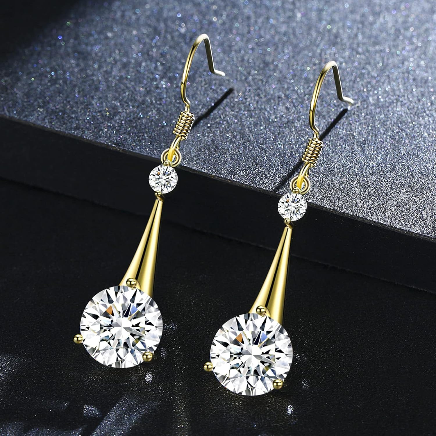 SBLING Cubic Zirconia Teardrop Earrings, Diamond Drop Earrings, Wedding Earrings for Brides Bridesmaids, Bridal Dangle Earrings, Crystal Drop earrings for Women Jewelry Gifts