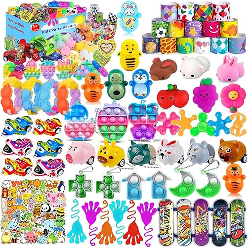 61 piezas de recuerdos de fiesta para niños, juguetes Pop Fidget, juguetes de caja del tesoro para premios de aula, relleno de piñata, cofre del