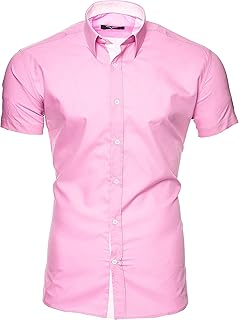 Camisas Hombres Camisa Hombre Manga Corta Ropa Camisas de Vestir Slim fácil de Hierro Fit S M L XL XXL-6XL - Modello Caribic