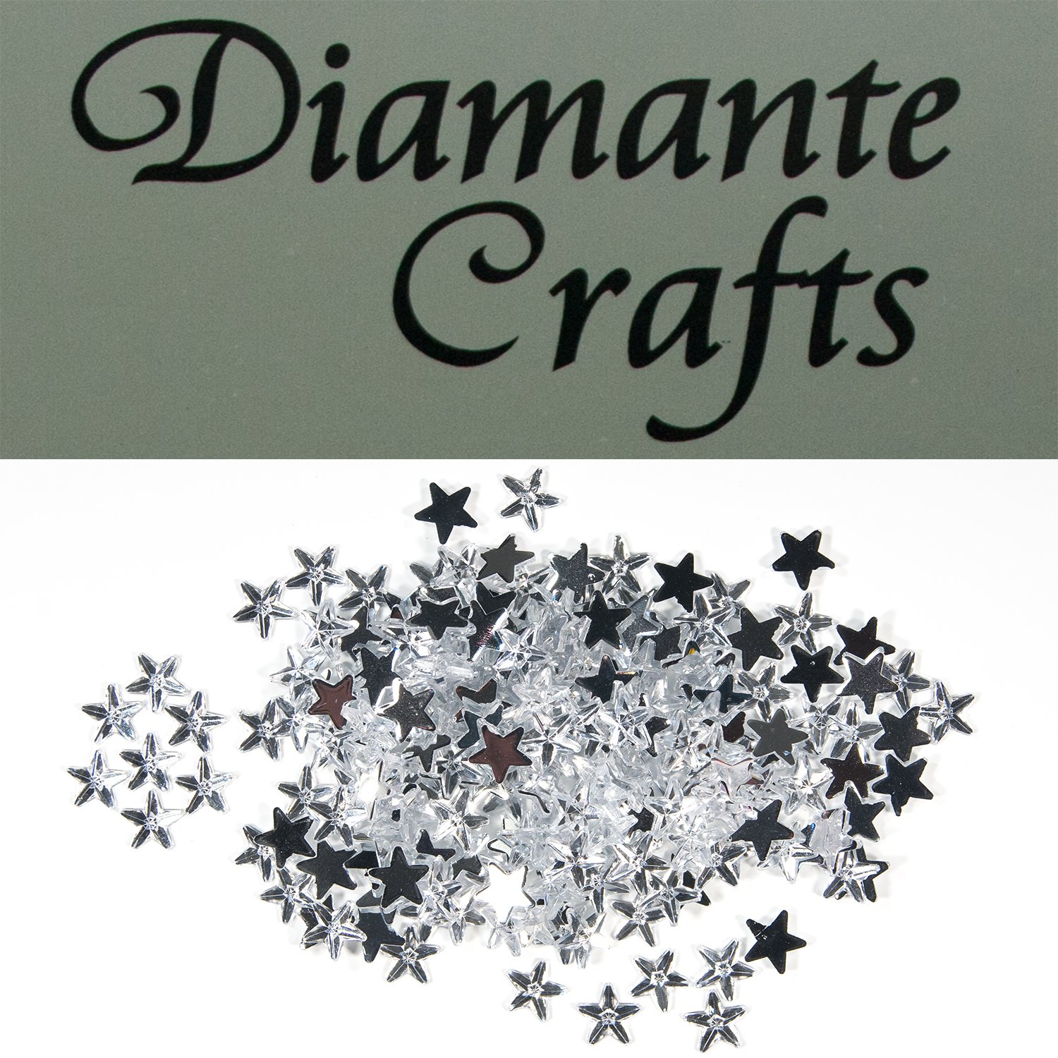 Diamante Crafts 200 x 6mm Clear Diamante Stars Loose Flat Back Rhinestone Craft Gems - created exclusively