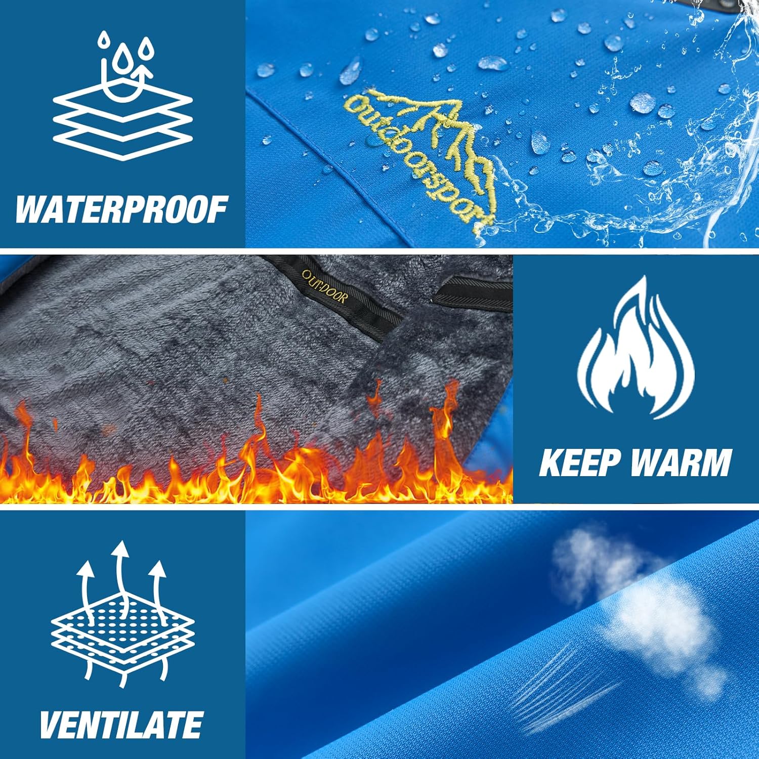 Men's Winter Ski Jacket Warm Waterproof Fleece Liner Snow Coat Hooded Windproof Mountain Raincoat - Image 5