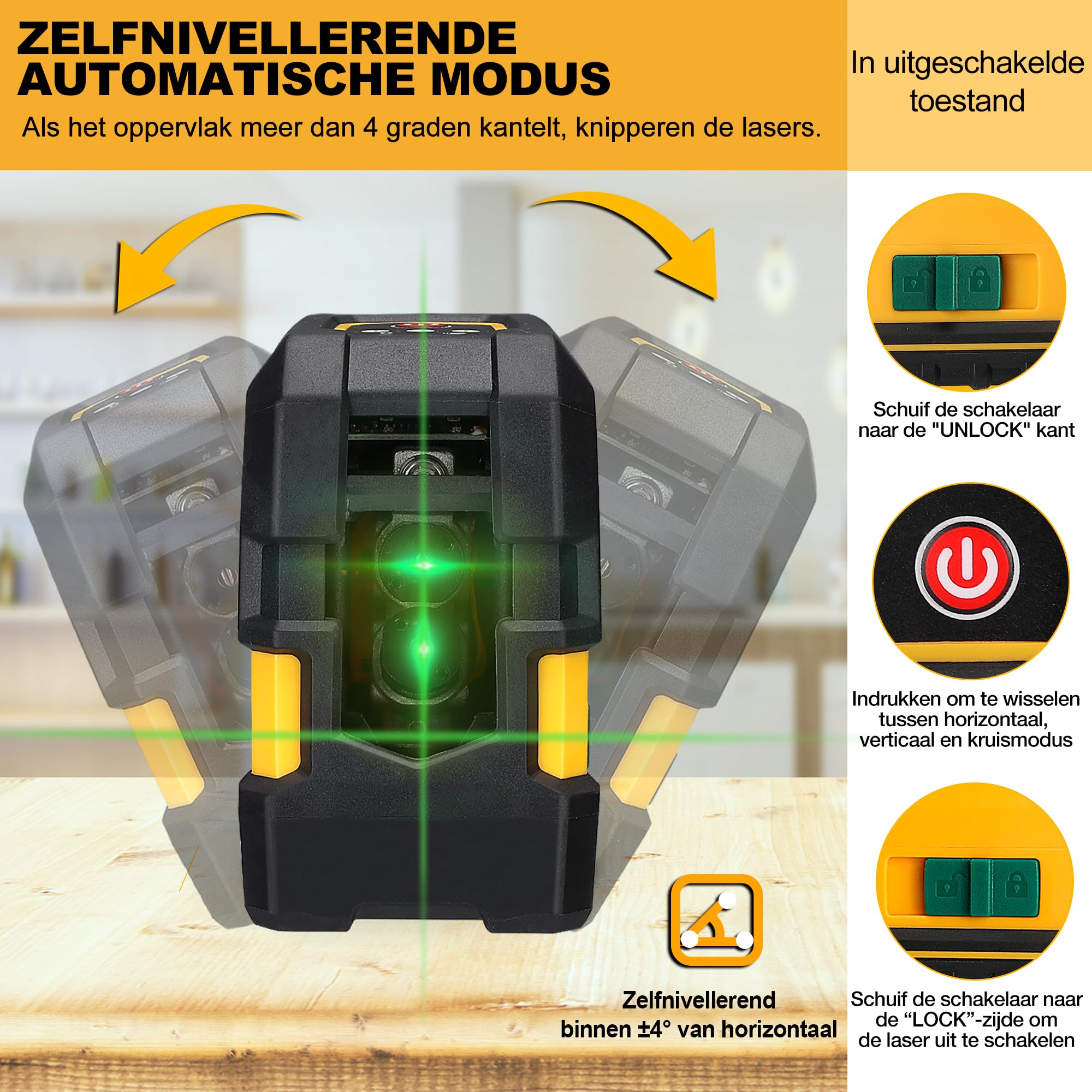 Borvat® | Laserniveau waterpas met een ingebouwde meter | lengte 250 cm