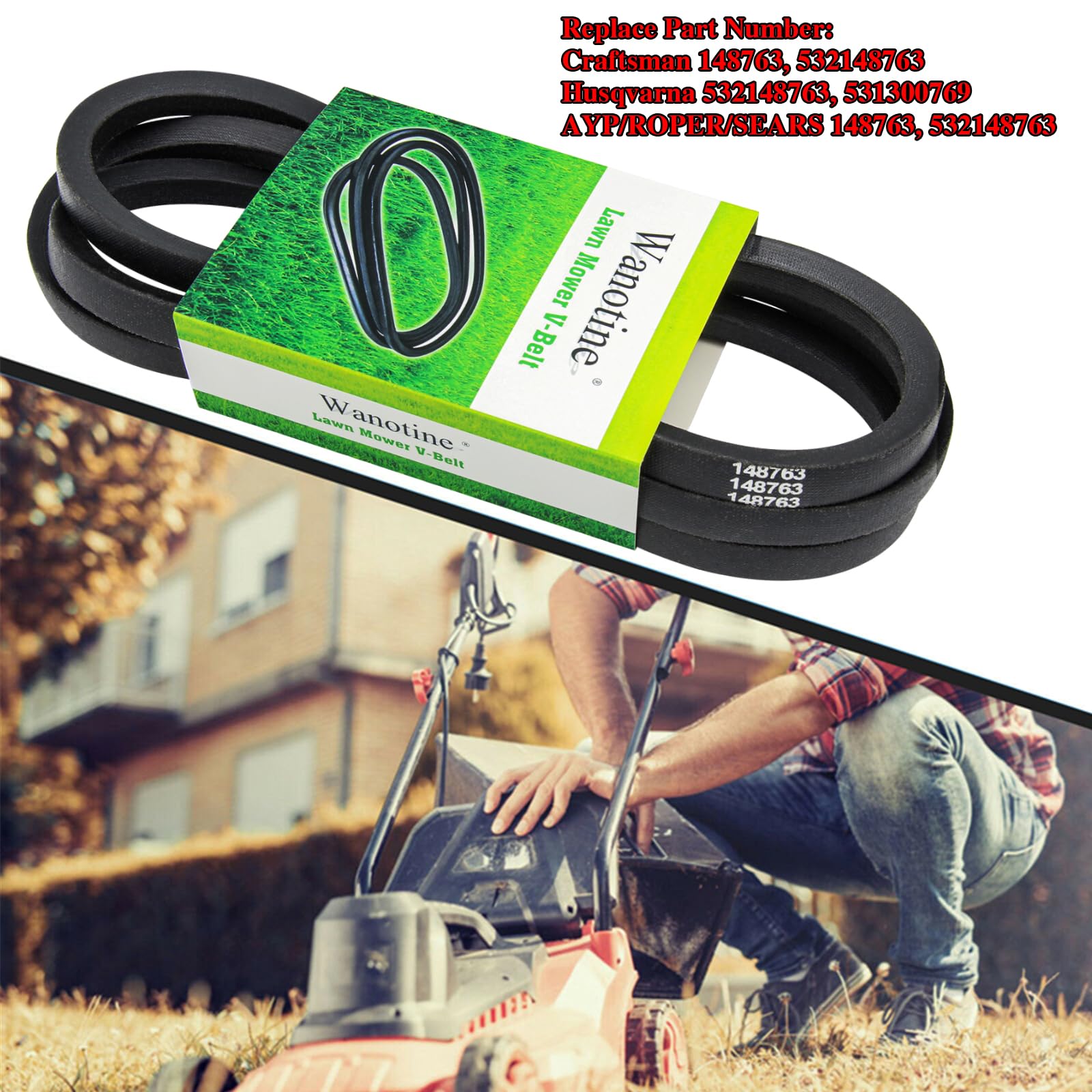 Amazon.com : Wanotine 148763 532148763 Mower Belt for Craftsman 46