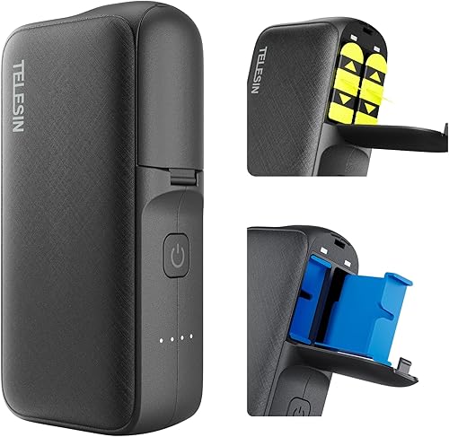 TELESIN Funda de carga inalámbrica para Gopro 11, cargador de batería de almacenamiento de doble ranura (10000 mAh) para Gopro, totalmente