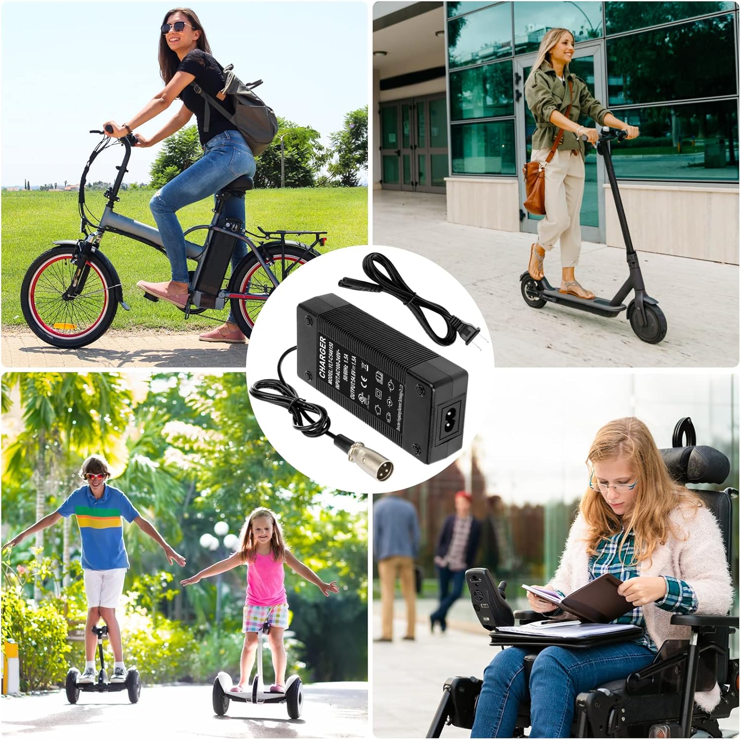 FS Fushield 54.6V 1.5A Battery Charger for Electric Bike Scooter, Power Adapter with 3 Pin XLR Male Connector for 48V Ebike Scooter Motorcycle Lithium Li-ion Battery (UL& CE Certified) : Sports & Outdoors