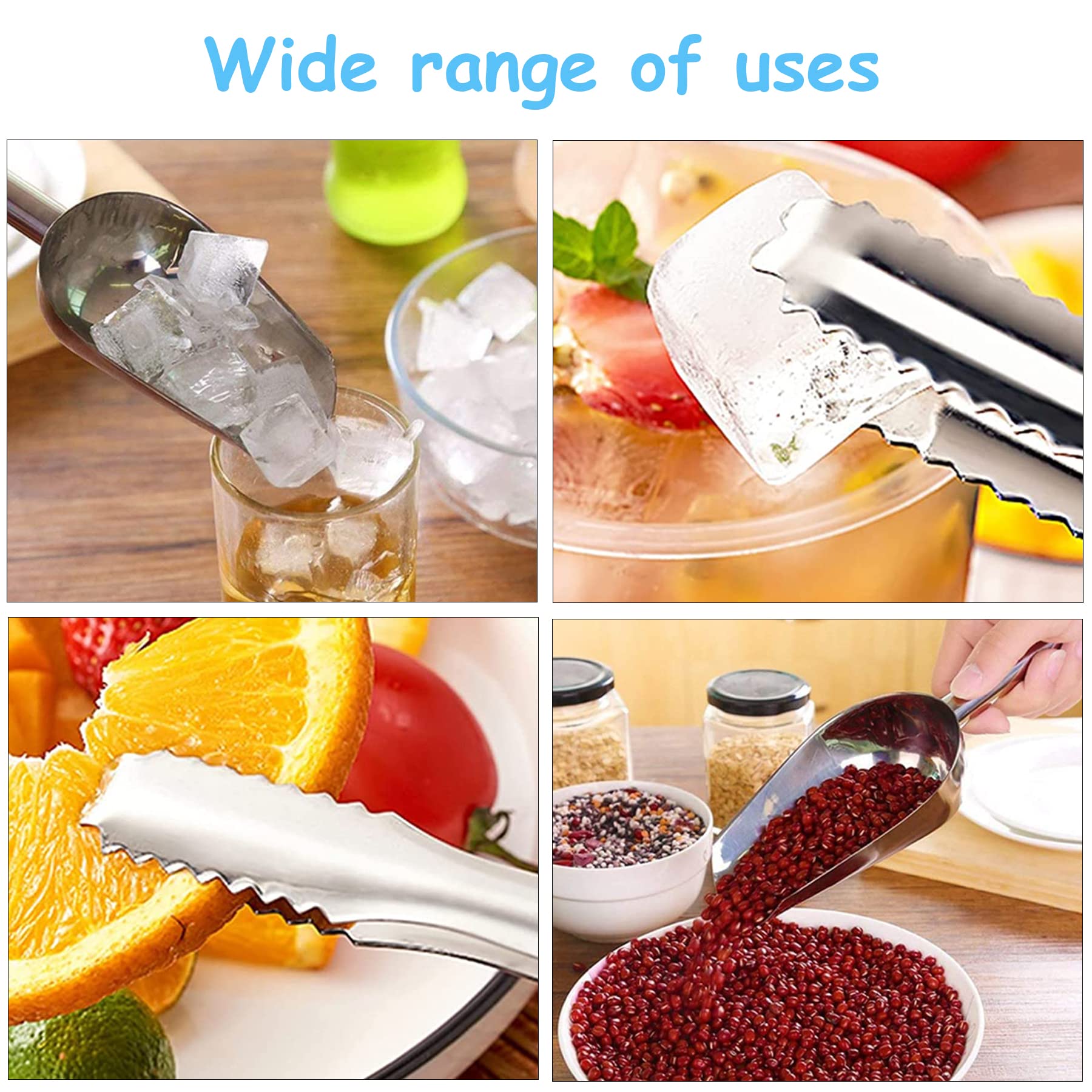 15 Pieza Alicates para Hielo y 2 Pieza Pala Como Hielo, Azúcar de Acero Inoxidable Pala de Comida Alicates, Pinzas de Candy Acero Inoxidable, para Banquete de Boda Buffet