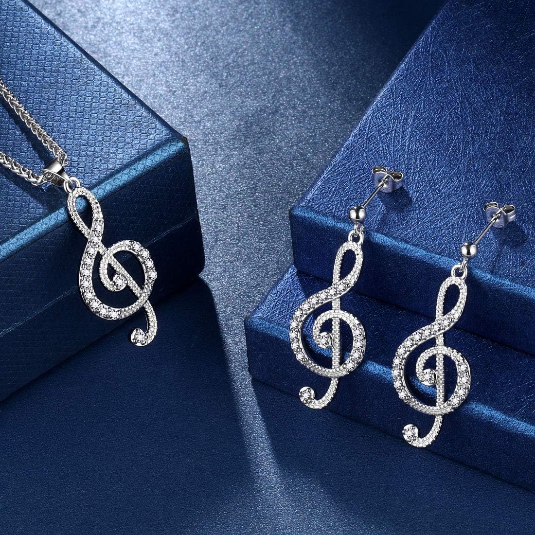 beautlace Women's Musical Note Necklace Silver/18K Gold Black Gun Plated Treble Clef Music Note Jewelry Gifts for Music Lover