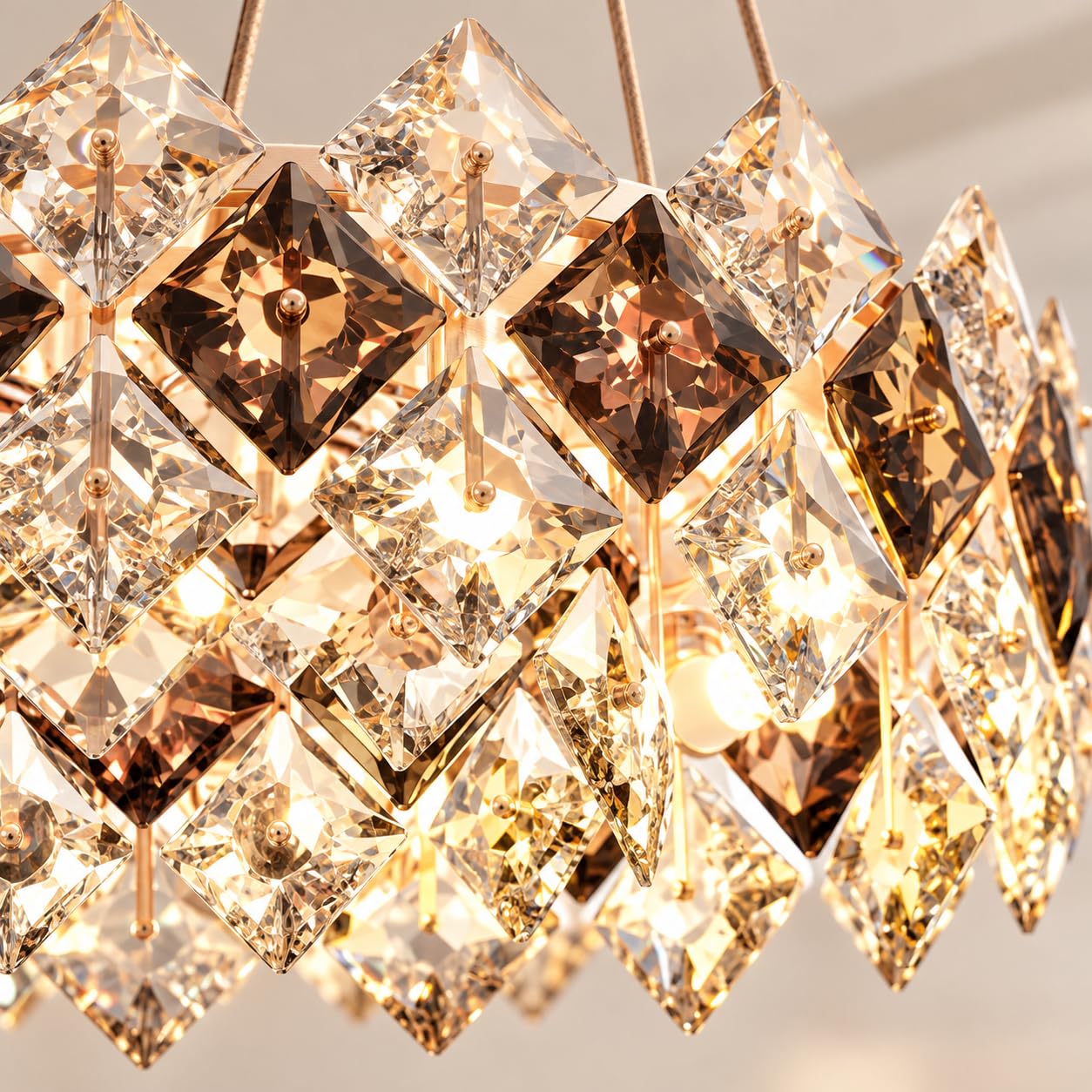 Nowoczesny kryształowy żyrandol do salonu - kryształowe żyrandole LED z 3 temperaturami barwowymi do jadalni, kuchni, sypialni, hotelu - 6xE14-60 cm