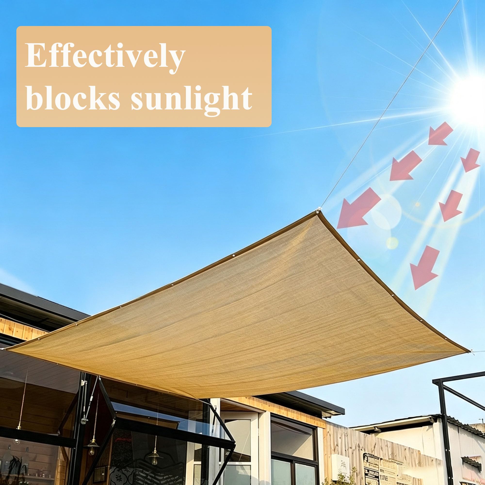 7X9m Schattiernetz mit Ösen,90% Shading Rate,Sonnenschutznetz Beige | Schattierungsnetz,UV-Schutz,Dick Schattiernetz Sonnensegel, Atmungsaktiv Beschattungsnetz für Gewächshaus,Garten,Außen,Dach