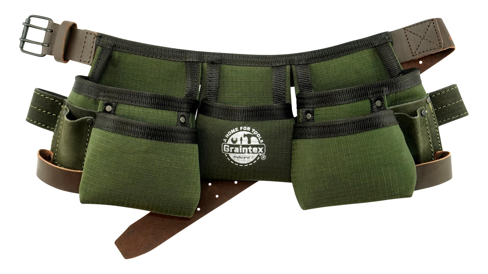Graintex Cinturón de herramientas para niños de 9 bolsillos, lona Ripstop de doble capa, ribete de cuero, cinturón de herramientas real para niños, delantal de herramientas para niños y niñas
