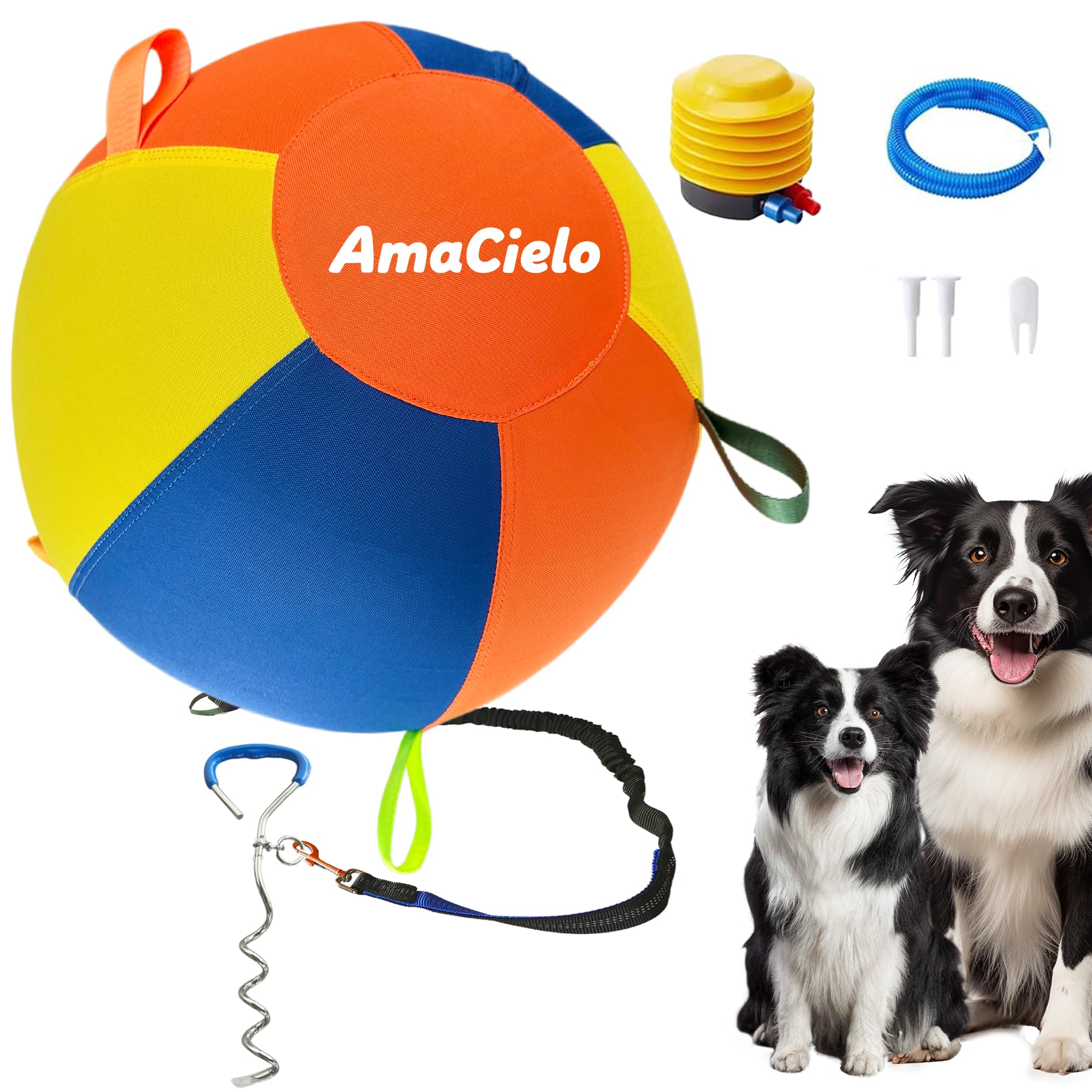 18 Inch Herding Ball for Dogs, Herding Dog Toys for Australian Shepherd with Bungee Leash & Ground Peg, Dog Herding Ball Tether Balls and Rope Set for Border Collies,Cattle & Medium to Large Breeds