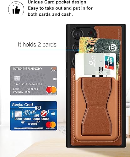 Miniatura 2 de Funda para Samsung Galaxy S23 Ultra, cuero + TPU, con tarjetero con soporte, anticaídas, duradera, protección de cuerpo completo, funda para