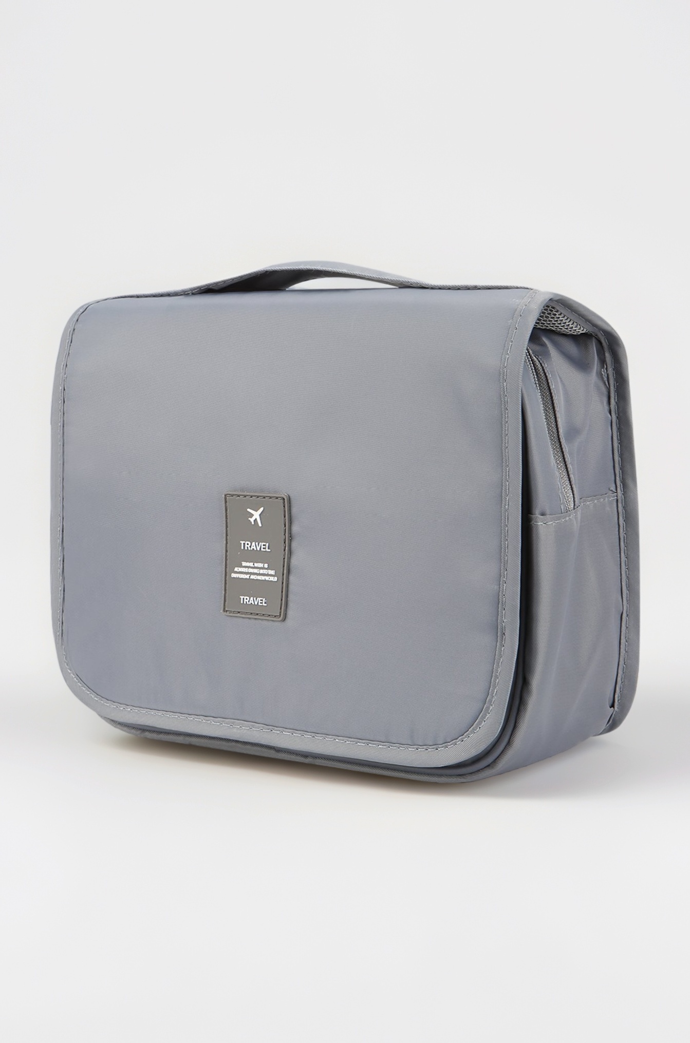 Polyester Toiletry Travel Organizer,Large Capacity Suitcase Luggage Portable Dopp Kit Wash Bag Grey 7.99 Cms