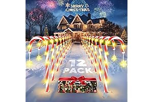 Adornos para Navidad de Exterior: 12 Pack Candy Cane Solar Christmas Lights Outdoor Waterproof