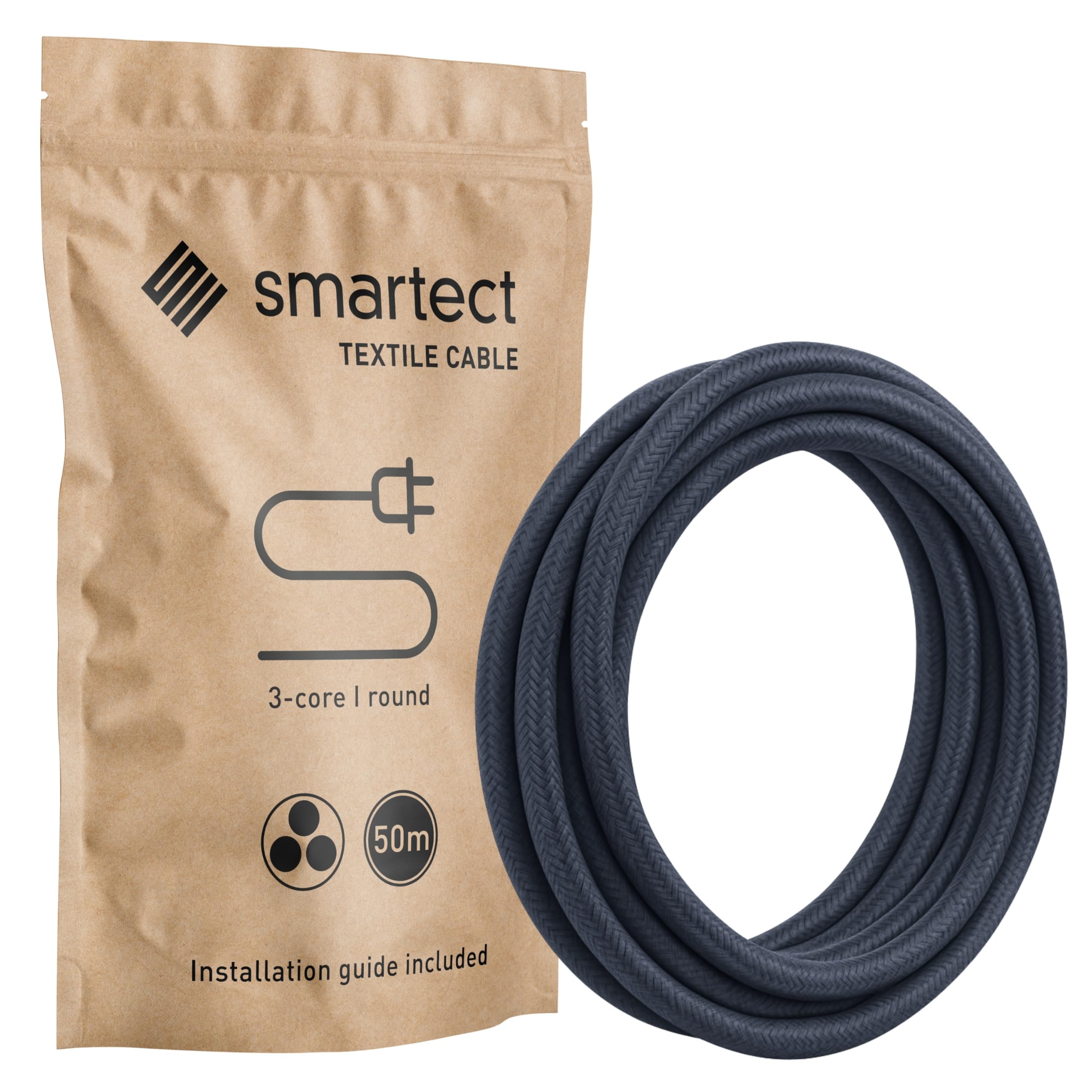smartect Cable Textil en Color Marrón, Cable Electrico 3 Hilos de 5 Metros (3 x 0,75 mm²) Cuerda para Lampara con Revestimiento Textil para su Proyecto DIY — view 58