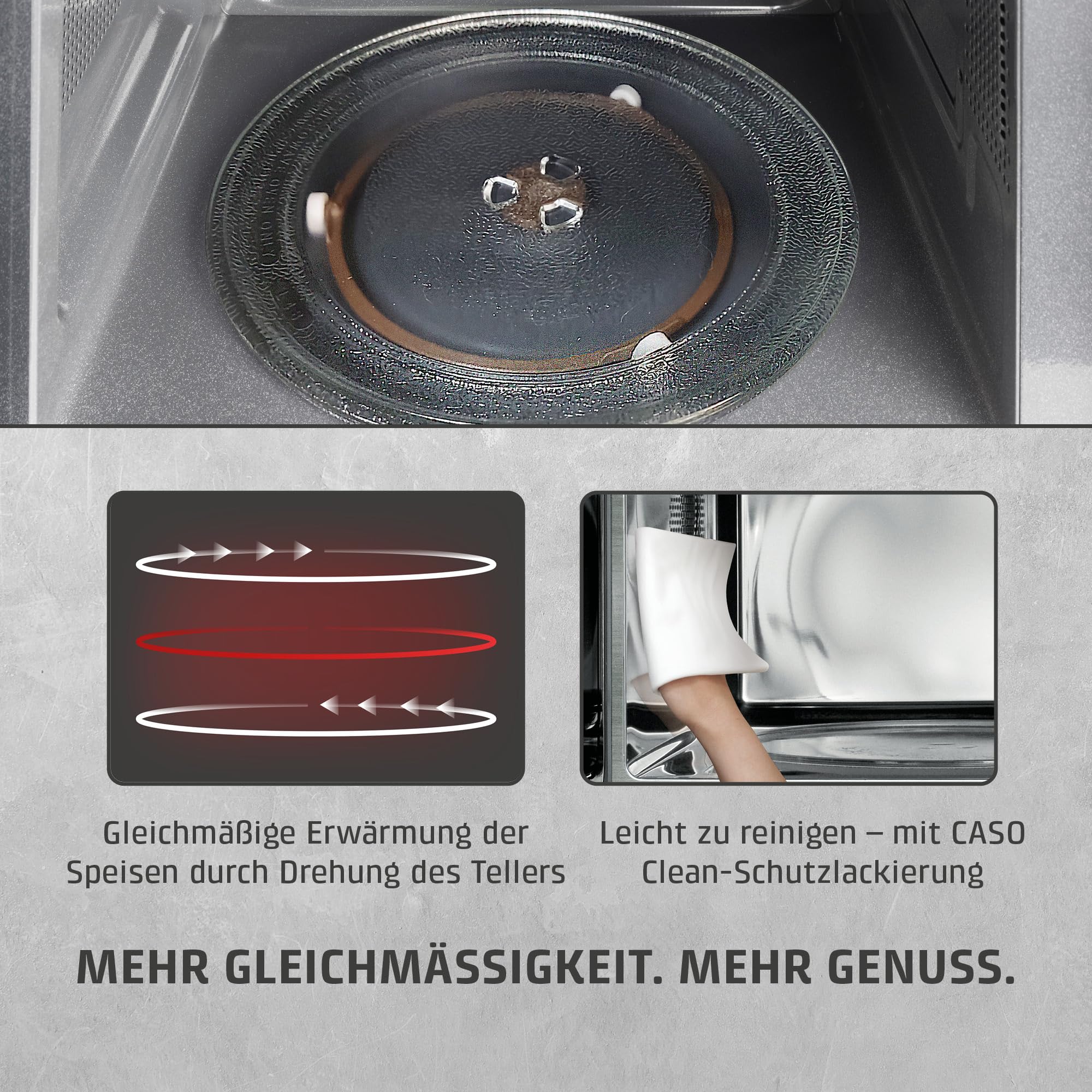 CASO M20 Ecostyle, Mikrowelle, 20 L Garraum, 700 Watt Leistung, anthrazit | einfache Bedienung, Drehteller Ø 24,5cm