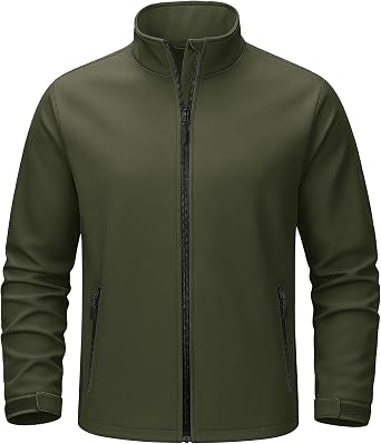 TACVASEN Mens Lightweight Softshell Waterproof Fleece Windbreaker Jacket