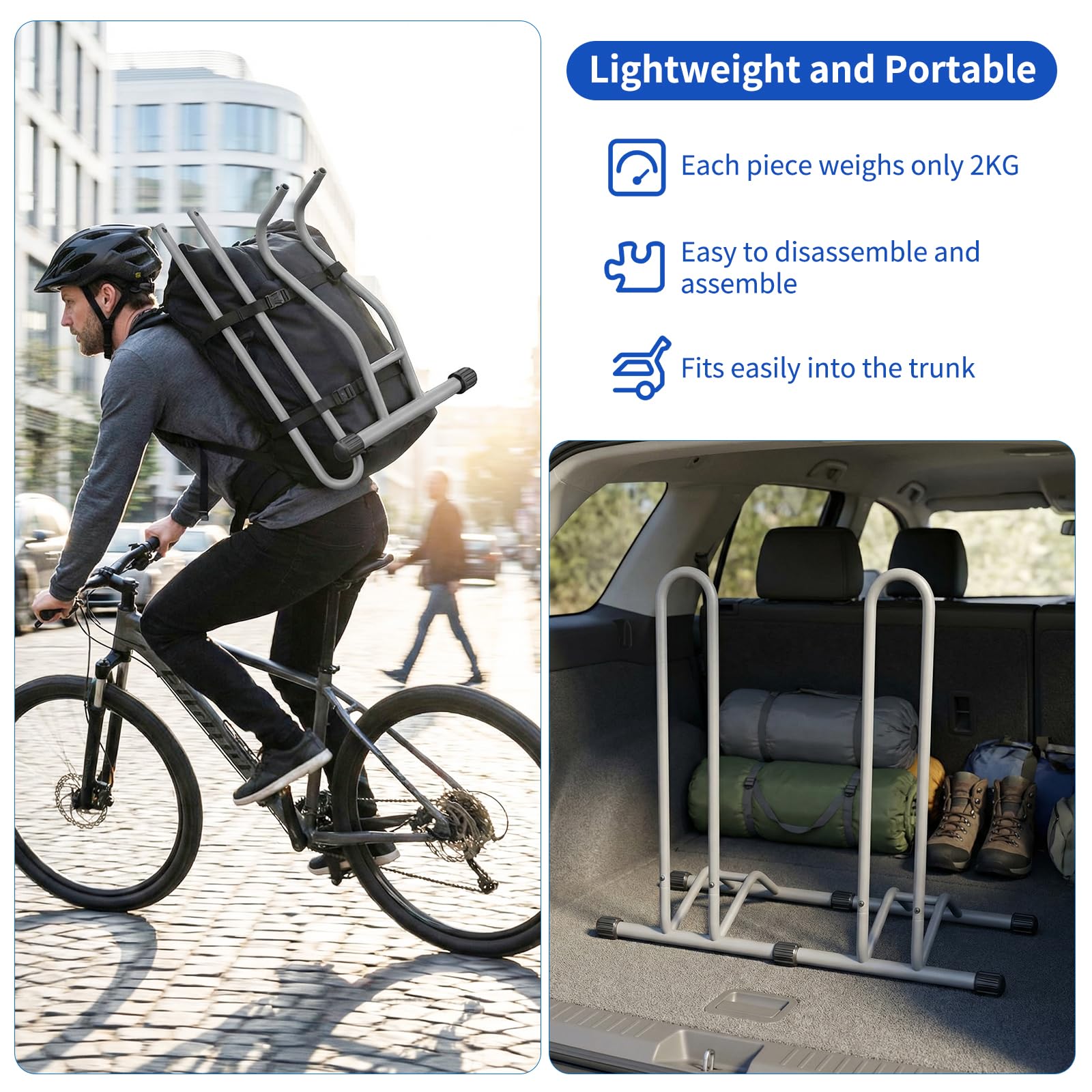 TLGREEN 3x Soporte bici suelo 24-28 pulgadas,hasta 75mm,Gris arena | Soporte bici rueda trasera, diseño ancho, máx. 25 kg, ideal para bicis de montaña, carretera y turismo