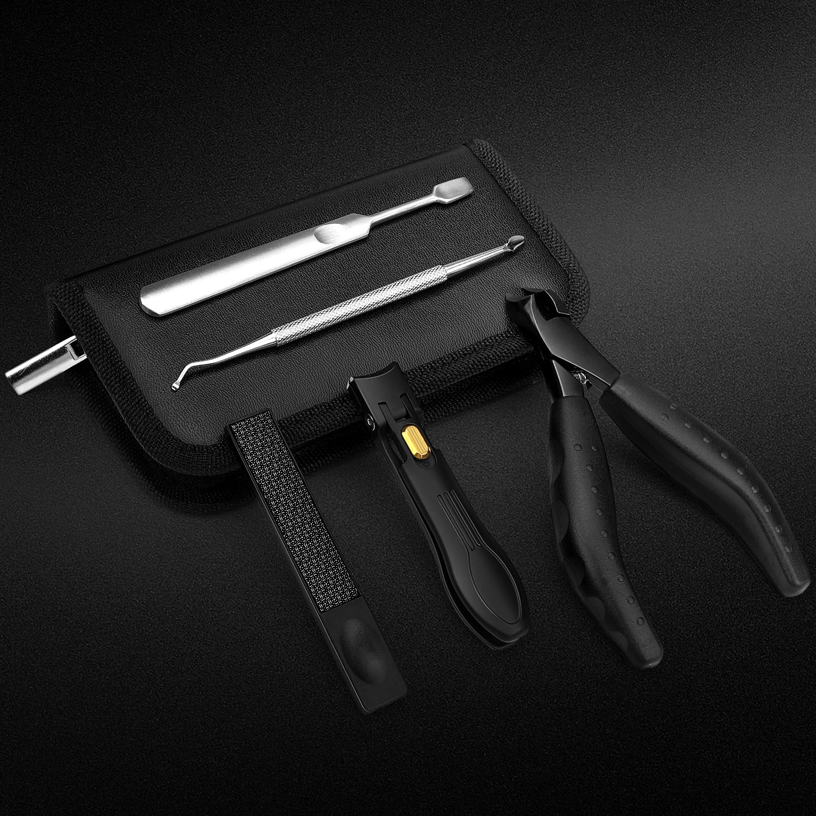 Zehennagelknipser für dicke & eingewachsene Nägel, Professionelles Nagelknipser Set mit Pediküre-Werkzeug, super scharfer Fingernagelschneider mit Catcher, Podologen Zehennagelknipser Kit für