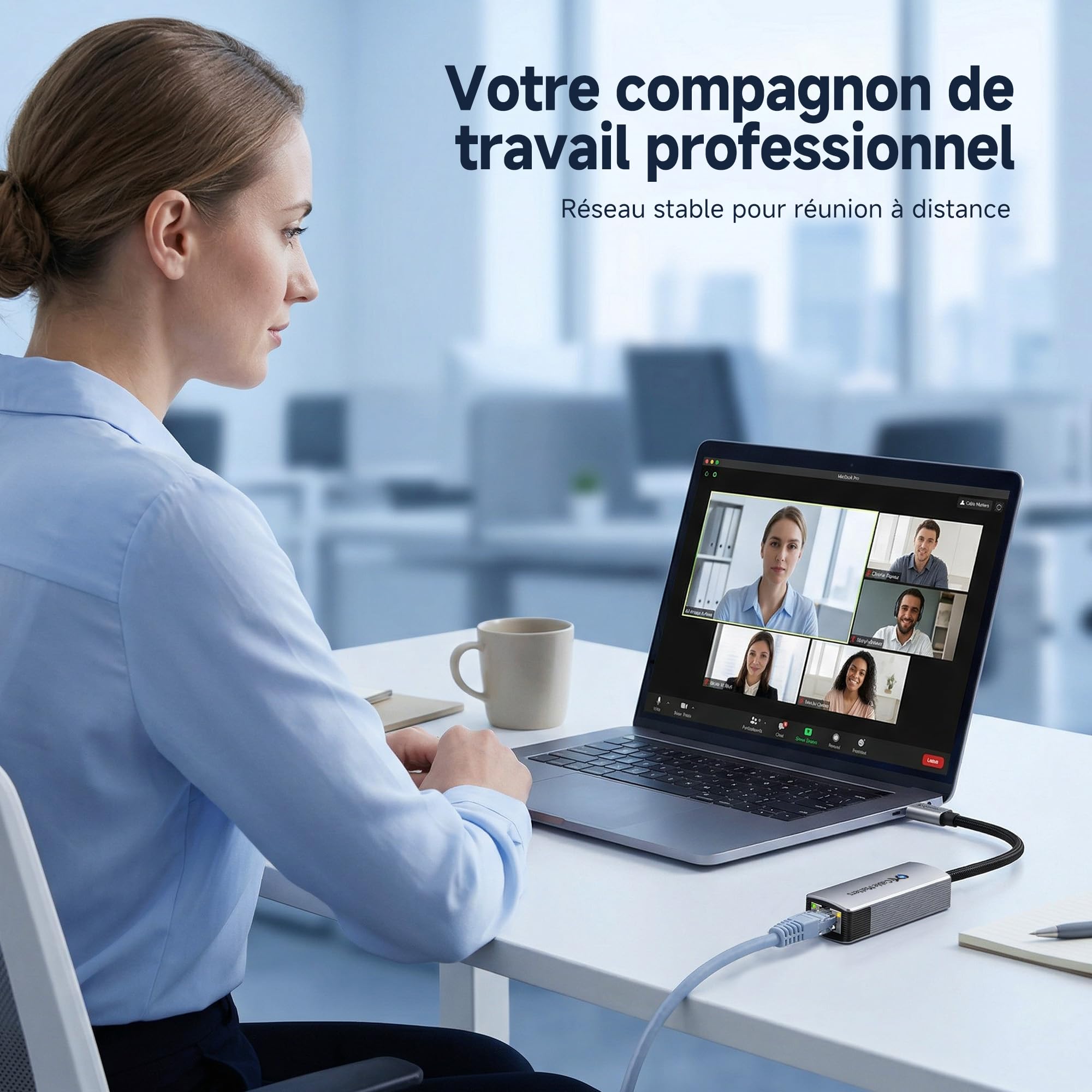 Cable Matters Adaptateur Ethernet USB-C 10GbE en Aluminium | Compatible avec USB4/TB 5, fonctionnement silencieux et frais, vitesse réelle env. 7Gbit/s sous Windows / 5Gbit/s sous macOS
