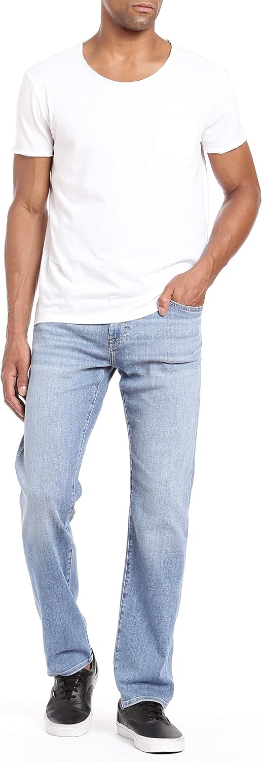 Mavi Zach Men's Straight Leg Regular Rise Jeans for Men – Casual Pants – Stretchable Men's – 29" Waist and 32" Length, Lt Portland