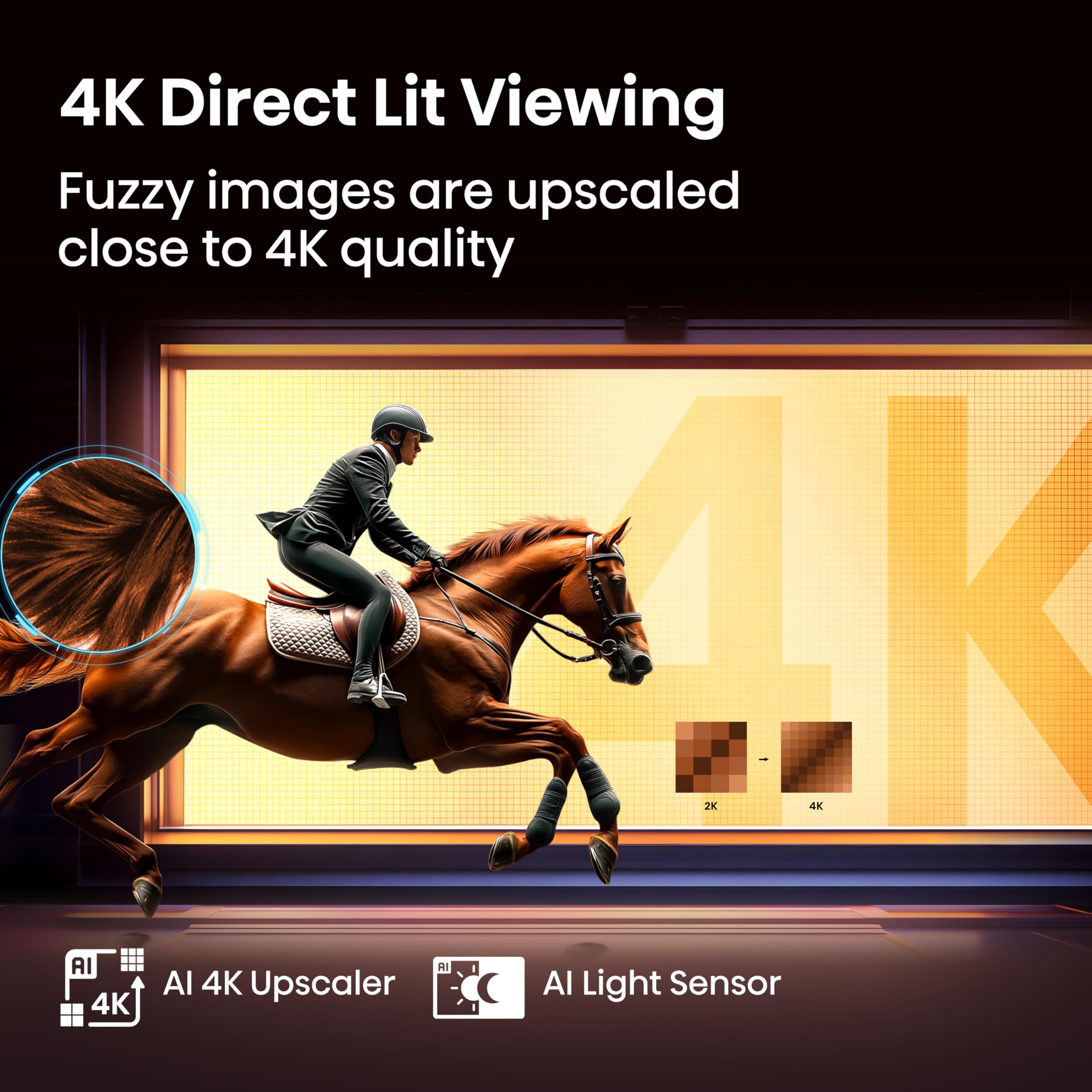 Hisense 43" 43E78QTUK QLED Smart AI TV - 4K Direct Lit Viewing, Quantum Dot Colour, Hi-View AI Engine, Dolby Vision, Dolby Atmos with Freely, Disney +, YouTube, Netflix — view 8