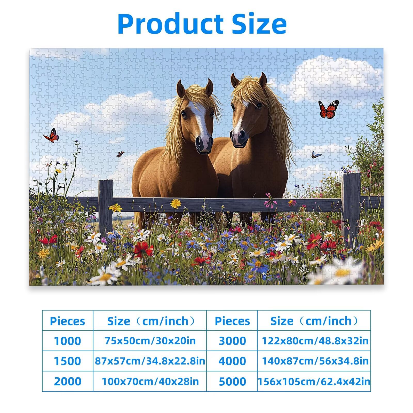 Puzzle Cheval 2000 Pièces Adultes, Puzzle 2000 Pièces pour Adultes et Enfants à Partir de 14 Ans, Ferme Puzzles Bois de Qualité Supérieure avec Une Boîte d'Emballage Exquise, Cadeau Femme/Homme, -1313