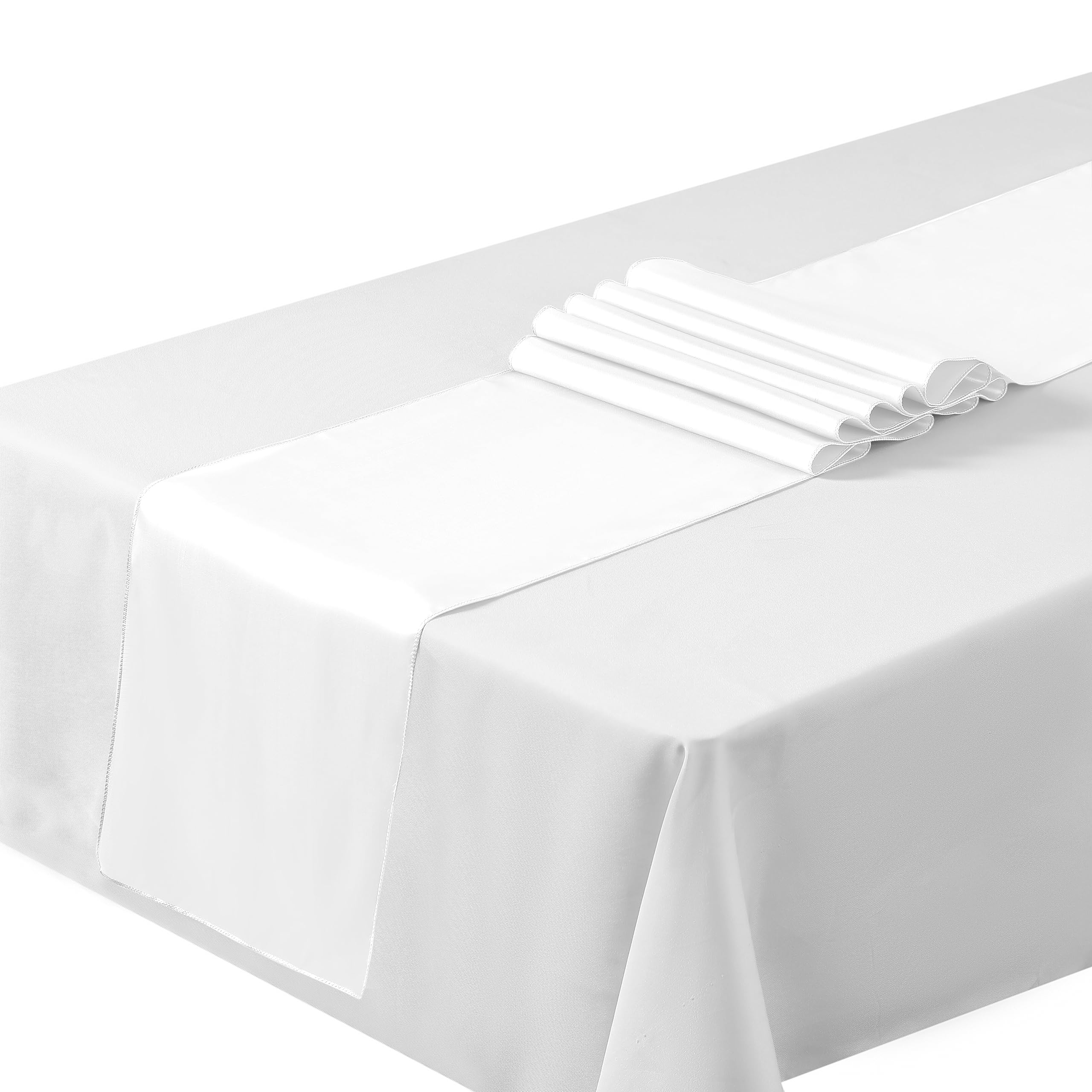 The Chair Cover Company White Satin Table Runners 12"X108"Inch Chair Sashes Swags Wedding Party Table Decoration (10, ) …