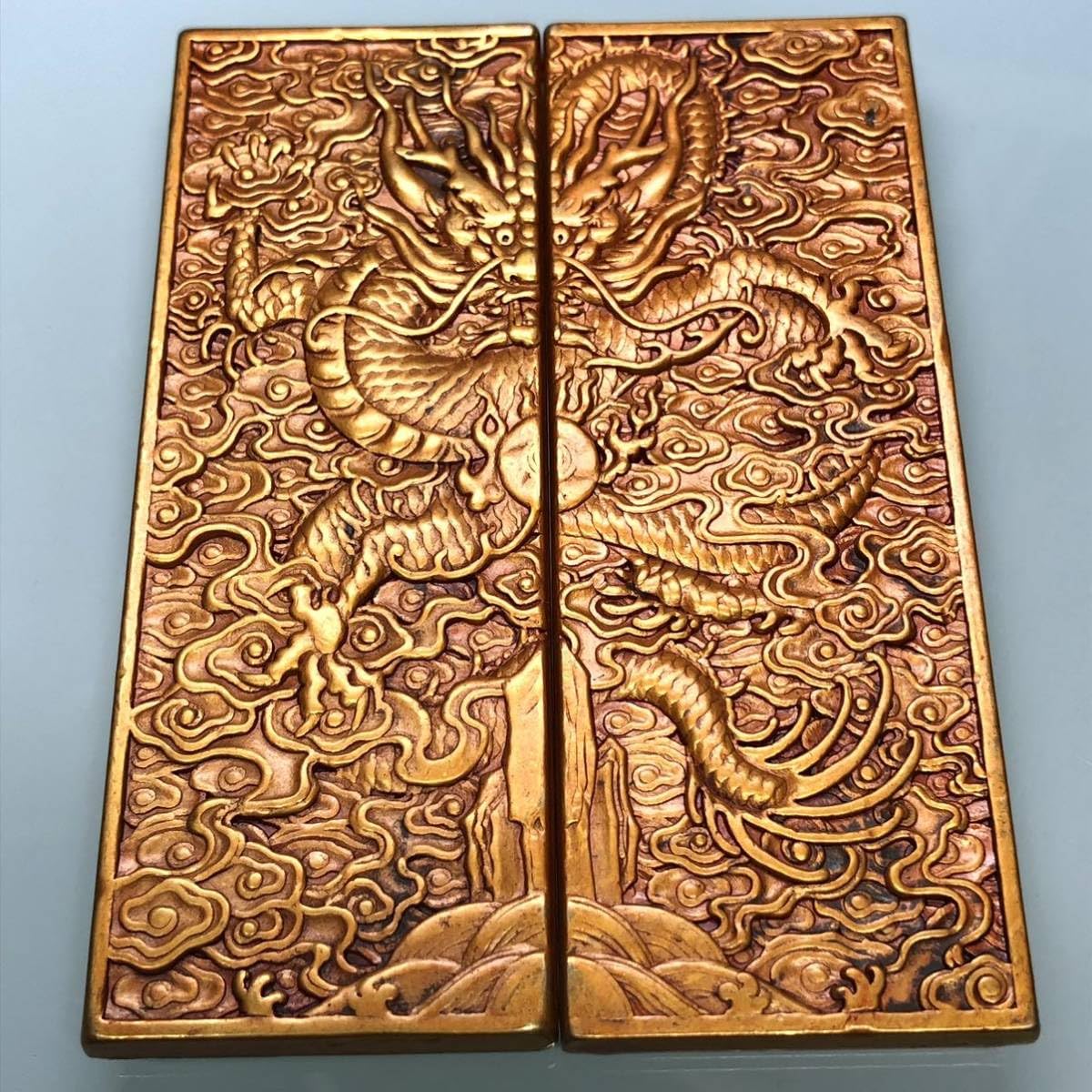 時代物　純銅製泥金龍　アンティーク　置物　古美術 時代物純銅製泥金龍アンティーク置物古美術