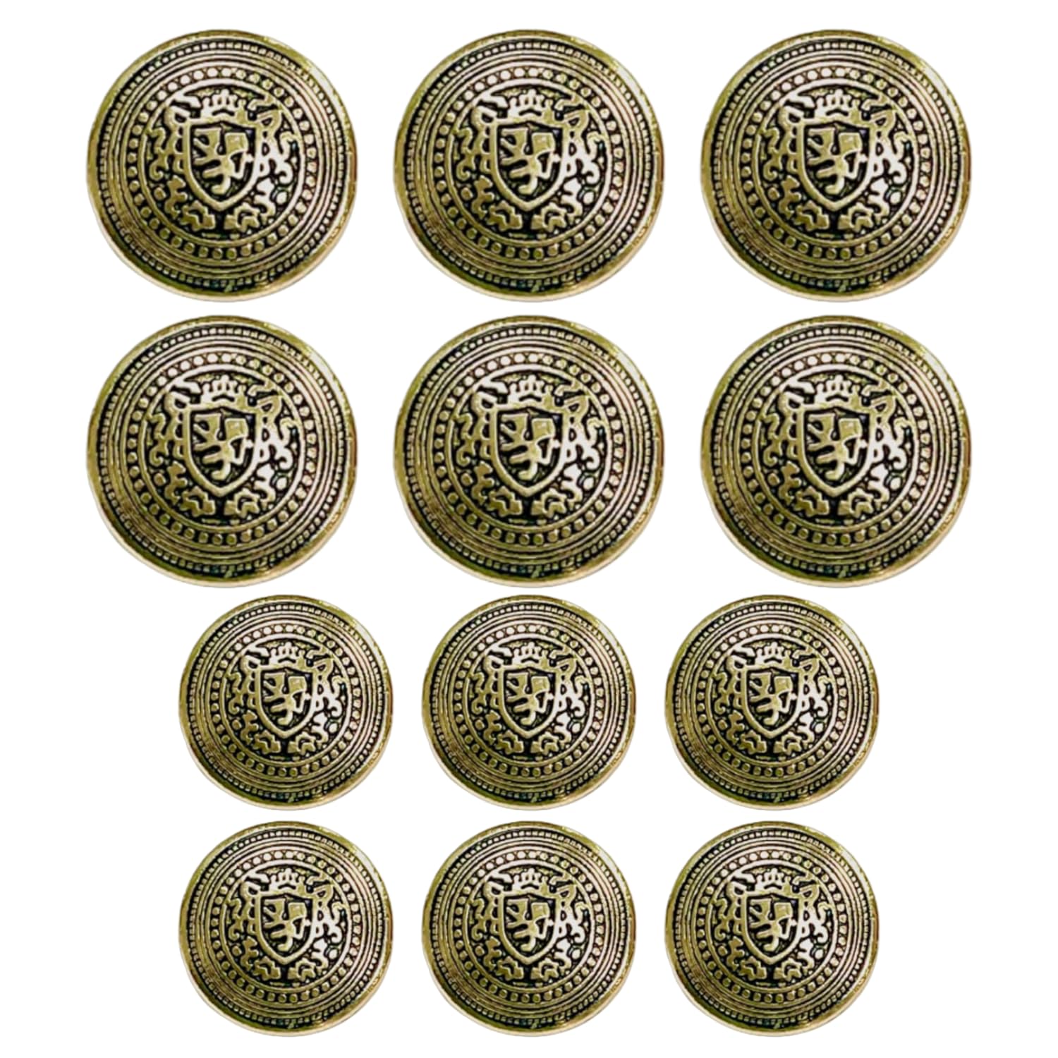 Ani Accessories Suit Buttons Metal Shank for Coat Blazer Suit, Sherwani and Bandhgala Indian Dresses Sports Coat Uniform Jacket (Pack of 12, 6 Big and 6 Small Buttons) (Antique Gold)-picture-38